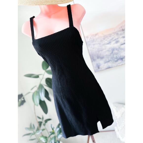 Y2k Dreams + Daylight Tease ribbed knit split thigh mini Dress jumper M - Picture 5 of 5